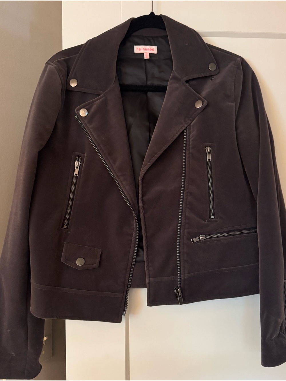 re named Chocolate Brown Suede Biker Jacket
